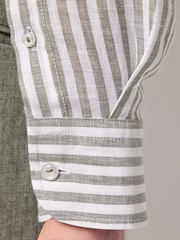 Hawes & Curtis Slim Stripe 100% Linen White Shirt - Image 3 of 6