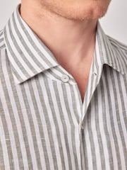 Hawes & Curtis Slim Stripe 100% Linen White Shirt - Image 4 of 6