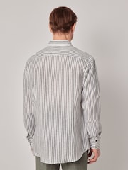Hawes & Curtis Slim Stripe 100% Linen White Shirt - Image 6 of 6