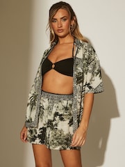South Beach Black Cotton Safari Printed Short Sleeve Shirt - Image 3 of 6