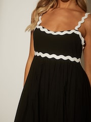 South Beach Black Monochrome Cotton Ric Rac Detail Maxi Dress - Image 6 of 6