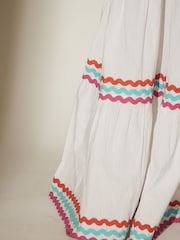 South Beach White 100% Cotton Ric Rac Shirred Tiered Maxi Dress - Image 4 of 4
