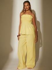 South Beach Butter Yellow Loose Fit Cotton Co-ord Trousers - Image 3 of 6
