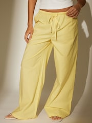 South Beach Butter Yellow Loose Fit Cotton Co-ord Trousers - Image 5 of 6