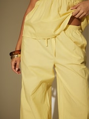 South Beach Butter Yellow Loose Fit Cotton Co-ord Trousers - Image 6 of 6