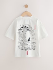Cream Wave Back Print Short Sleeve Graphic T-Shirt (3-16yrs) - Image 2 of 4