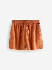 Rust Orange Tie Waist Leaf Print Shorts - Image 1 of 1