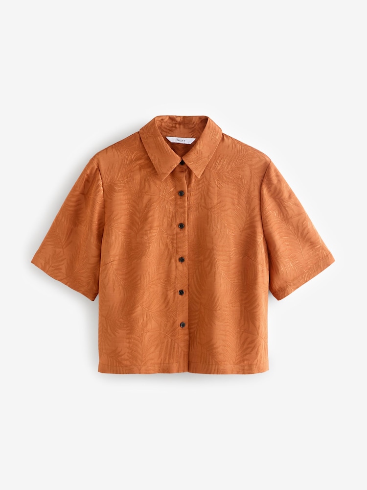 Rust Orange Leaf Print Shirt - Image 1 of 1