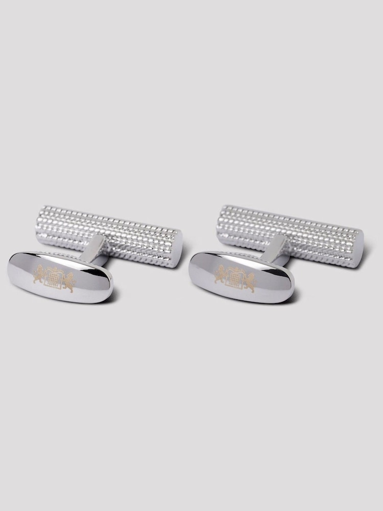 Hawes & Curtis Silver Barley Texture Tubular Cufflinks - Image 1 of 2 Hawes & Curtis Silver Barley Texture Tubular Cufflinks - Image 1 of 2