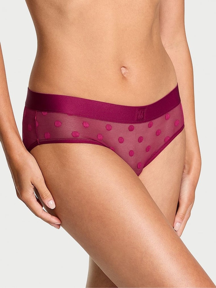 Victoria's Secret Fresh Jam Purple Hipster Sheer Logo Knickers - Image 1 of 3 Victoria's Secret Fresh Jam Purple Hipster Sheer Logo Knickers - Image 1 of 3