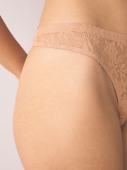 Coral Pink Thong All-Over Lace No VPL Knickers 3 Pack - Image 10 of 10