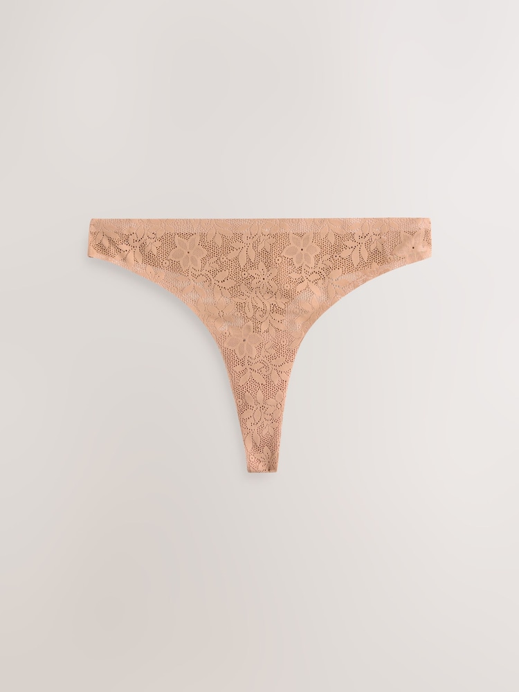 Coral Pink Thong All-Over Lace No VPL Knickers 3 Pack - Image 2 of 10 Coral Pink Thong All-Over Lace No VPL Knickers 3 Pack - Image 2 of 10