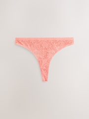 Coral Pink Thong All-Over Lace No VPL Knickers 3 Pack - Image 7 of 10