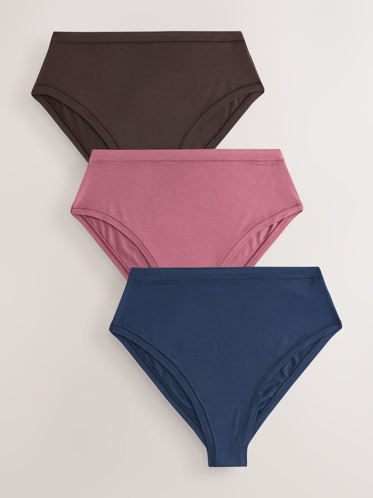 Rose Pink High Rise High Leg Ultimate Comfort Cotton Knickers 3 Pack - Image 1 of 10 Rose Pink High Rise High Leg Ultimate Comfort Cotton Knickers 3 Pack - Image 1 of 10