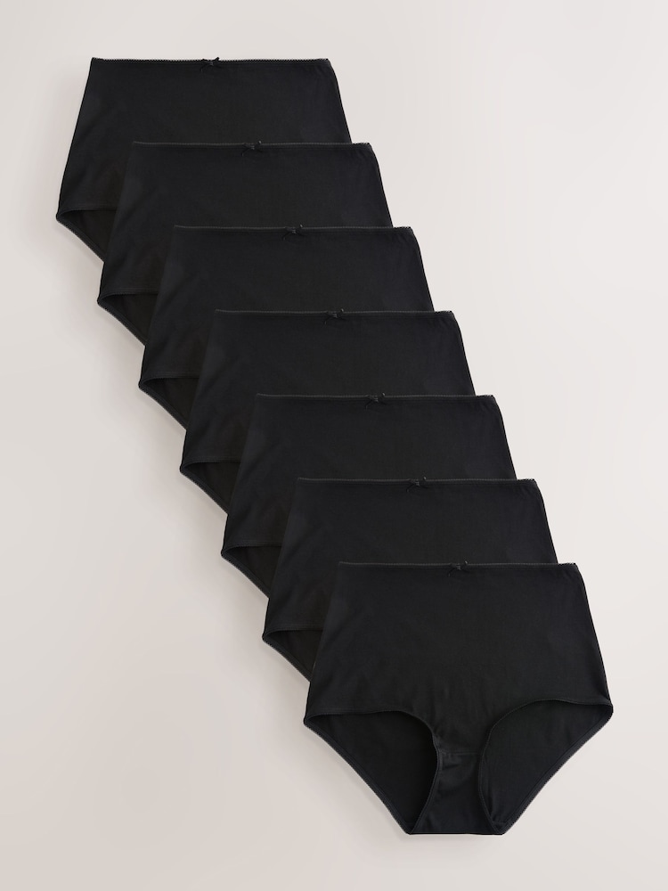 Svart - 100% Konton Full Truser Knickers 7 Pakke - Bilde 1 av 10