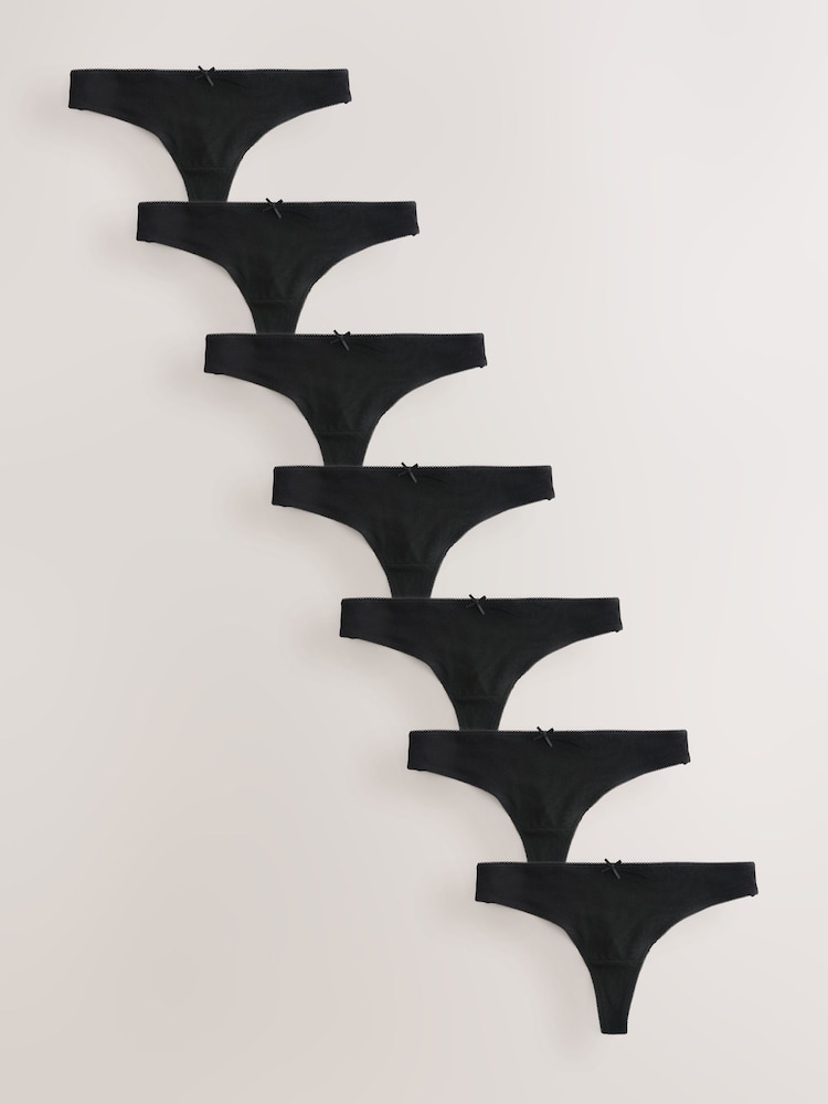 Svart - 100% Konton Full Truser Knickers 7 Pakke - Bilde 1 av 13