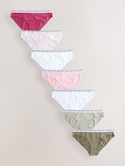 Pink/Green Bikini Cotton Logo Knickers 7 Pack - Image 1 of 13