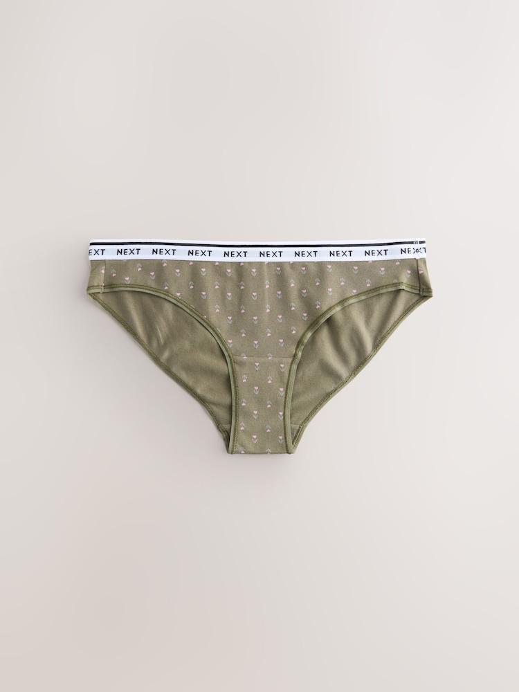Pink/Green Bikini Cotton Logo Knickers 7 Pack - Image 2 of 13