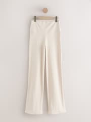 self. Ecru Rib Wide Leggings - Image 1 of 3