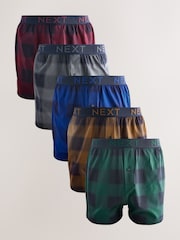 Navy/Burgundy Check - Loose Boxers 5 Pack - Slika 1 iz 9