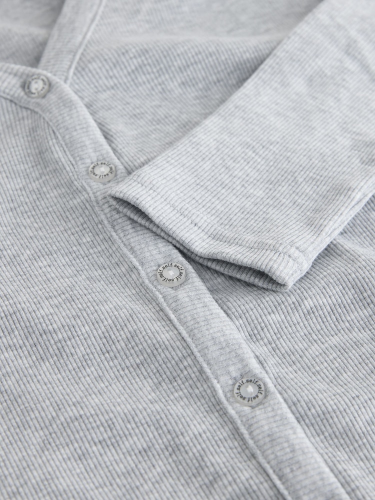 self. Grey Ribbed Cardigan - Image 3 of 3 self. Grey Ribbed Cardigan - Image 3 of 3