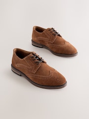 Tan Brown Suede Brogue Shoes - Image 1 of 6