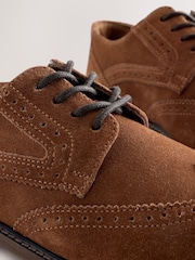 Tan Brown Suede Brogue Shoes - Image 6 of 6