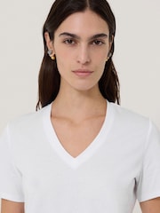 Jigsaw White 100% Cotton V-Neck T-Shirt - Image 2 of 6