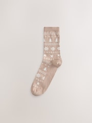 Neutral Fairisle Pattern Ankle Socks 4 Pack - Image 4 of 7