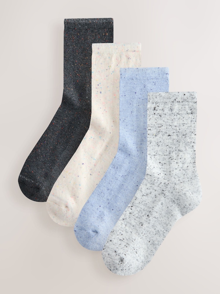 Blue/Grey Neppy Cushion Sole Socks 4 Pack - Image 1 of 7 Blue/Grey Neppy Cushion Sole Socks 4 Pack - Image 1 of 7