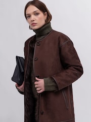 Urban Code Brown Reversible Shearling Look Coat - Image 2 of 6