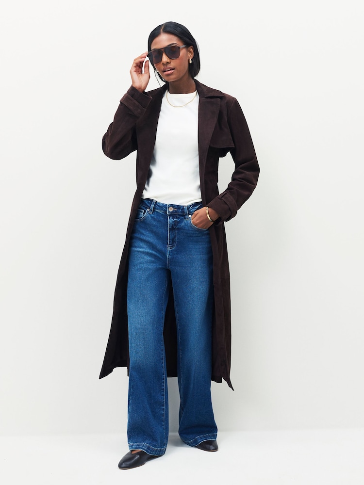 Urban Code Brown Suede Trench Coat - Image 2 of 6 Urban Code Brown Suede Trench Coat - Image 2 of 6