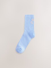 Pink/Blue Swans Ribbed Ankle Socks 3 Pack - Image 3 of 6