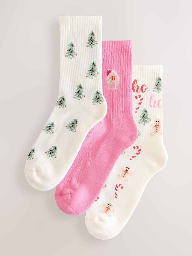 عيد الميلاد - Sporty Ribbed Ankle Socks 3 Pack - صورة 1 من 6