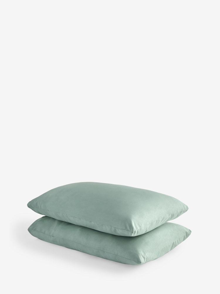 Set of 2 Sage Green Pure 144 Thread Count Pillowcases - Image 3 of 3 Set of 2 Sage Green Pure 144 Thread Count Pillowcases - Image 3 of 3