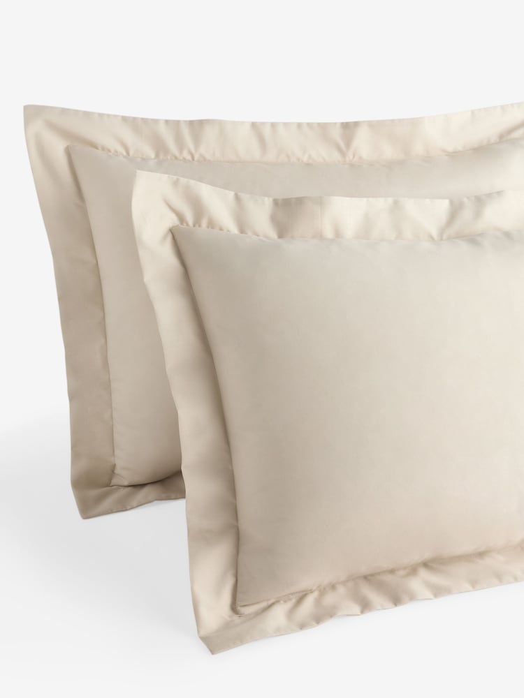 Set of 2 Natural Pure 144 Thread Count Pillowcases - Image 2 of 2 Set of 2 Natural Pure 144 Thread Count Pillowcases - Image 2 of 2