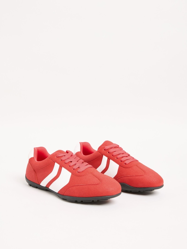 Friends Like These Red Super Slim Lace Up Low Top Casual Trainers - Image 2 of 4