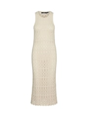 VERO MODA Cream Sleeveless Calf Length Knitted Crochet Dress - Image 5 of 5