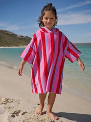 Pink/Red Stripe Slogan Towelling Poncho (3-16yrs) - Image 3 of 4