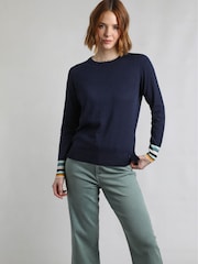 Weird Fish Blue 100% Organic Cotton Kinga Lightweight Knit Jumper - Image 1 of 6