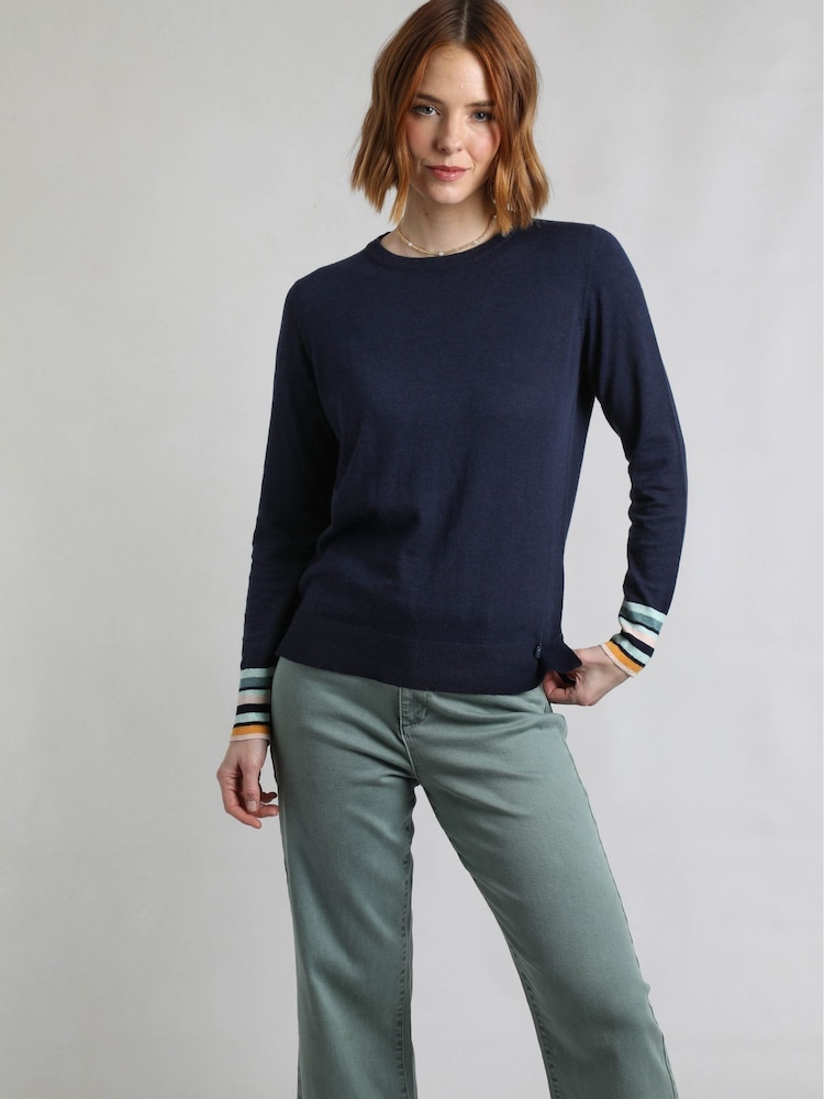 Weird Fish Blue 100% Organic Cotton Kinga Lightweight Knit Jumper - Image 1 of 6