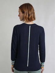 Weird Fish Blue 100% Organic Cotton Kinga Lightweight Knit Jumper - Image 2 of 6