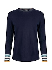 Weird Fish Blue 100% Organic Cotton Kinga Lightweight Knit Jumper - Image 5 of 6