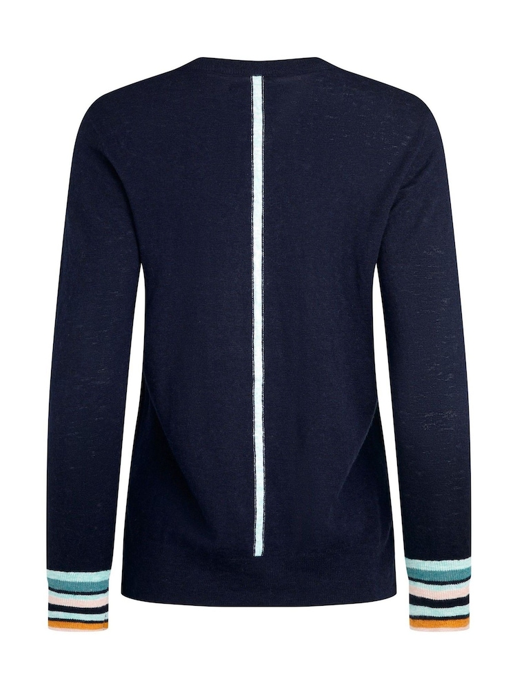 Weird Fish Blue 100% Organic Cotton Kinga Lightweight Knit Jumper - Image 6 of 6