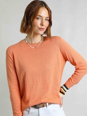Weird Fish Orange 100% Organic Cotton Kinga Lightweight Knit Jumper - Image 2 of 7
