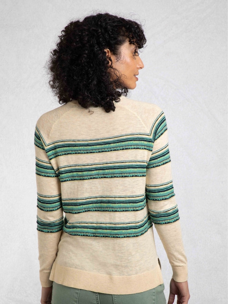 Weird Fish Cream Reka Lightweight Striped Crew Neck Jumper - Image 2 of 7