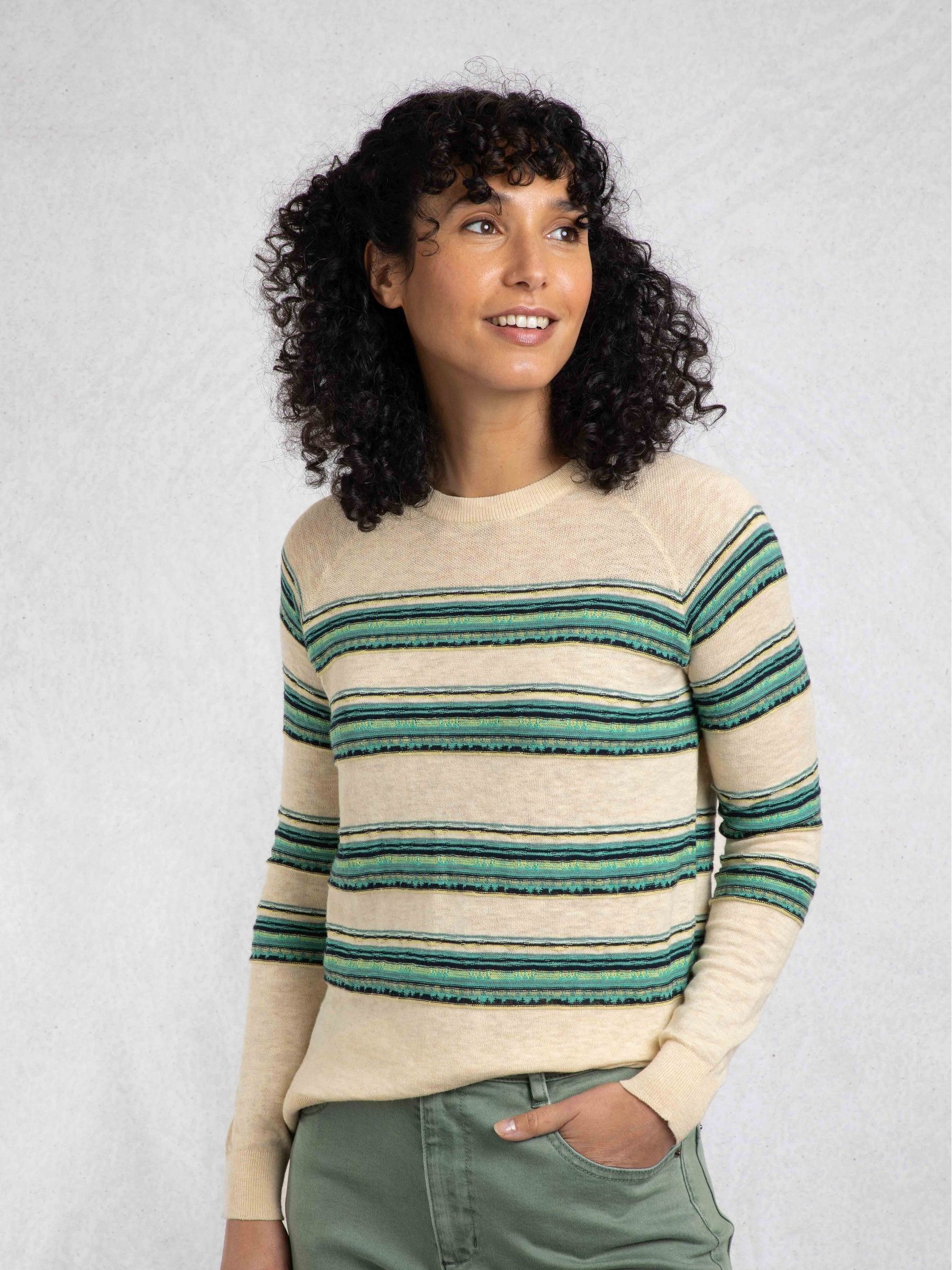 売れ筋商品|||ウィアードフィッシュ ニット&セーター レディース アウター REKA LIGHTWEIGHT STRIPED CREW NECK  - Jumper - navy Buy Weird Fish Cream Reka Lightweight Striped Crew Neck