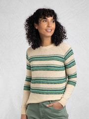 Weird Fish Cream Reka Lightweight Striped Crew Neck Jumper - Image 4 of 7
