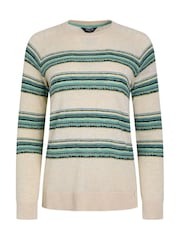 Weird Fish Cream Reka Lightweight Striped Crew Neck Jumper - Image 6 of 7