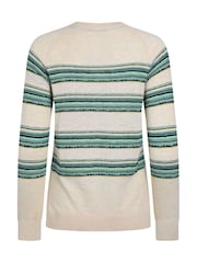 Weird Fish Cream Reka Lightweight Striped Crew Neck Jumper - Image 7 of 7